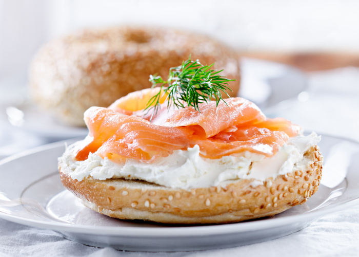Cream Cheese Smoked Trout Bagel