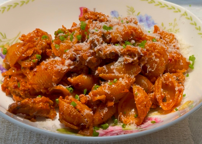 Crispy Sausage Gochujang Rigatoni