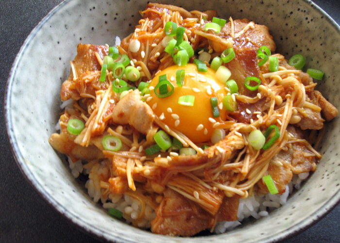 Pork Belly with Enoki Rice Bowl