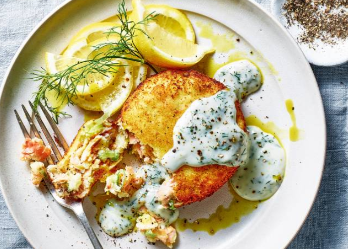 Salmon & Potato Fishcakes with Dill Sauce