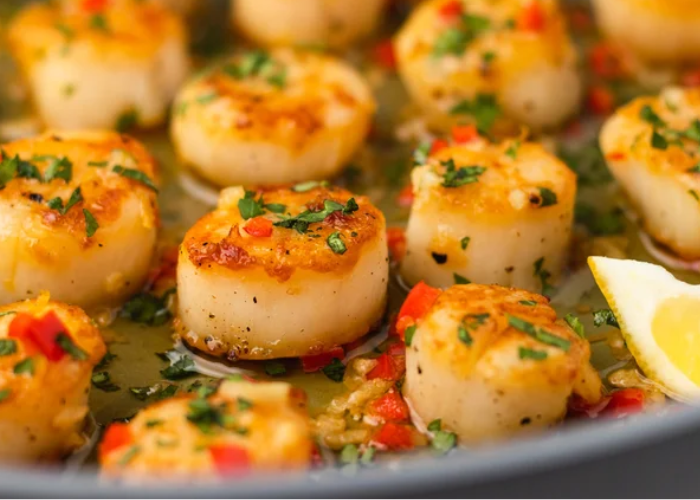 Garlic Butter Scallops with Chili Crumbs