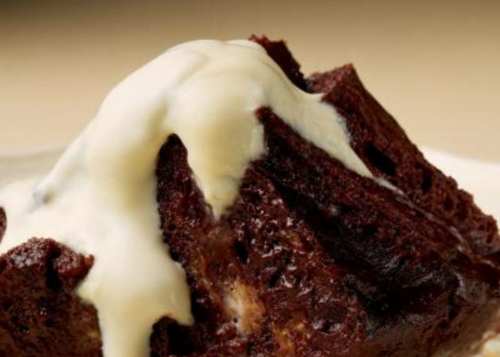 Heart melt with Chocolate Bread and Butter Pudding from Sasha's favourite recipes using rustic white bread and chocolate