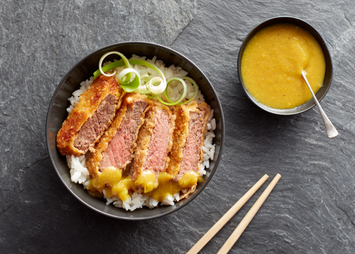 Delicious Beef katsu curry from Sasha's favourite recipes using Organic Angus Beef sirloin steak