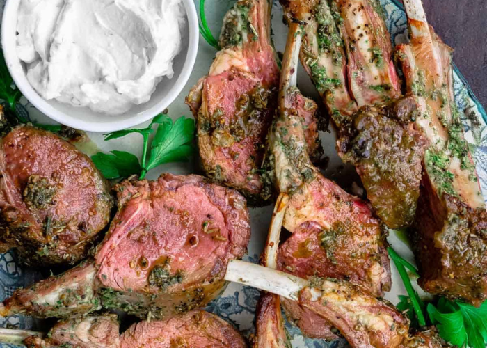 Roast Rack Of Lamb With Garlic and Herb