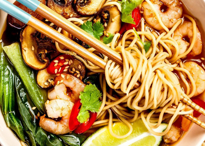 Sesame Ginger Prawn Noodle Soup