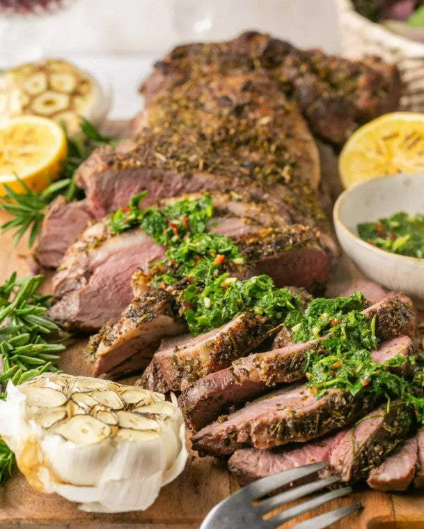 Chimichurri Stuffed Boneless Leg Of Lamb