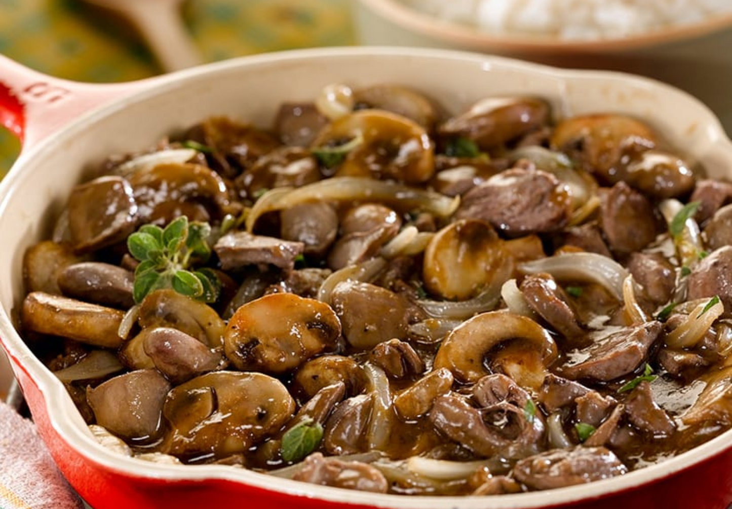 Chicken Hearts With Onions and Mushrooms