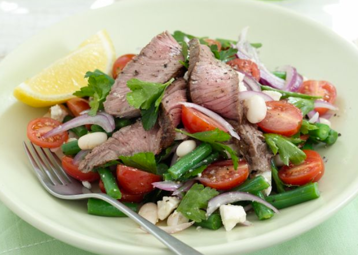 Beef, bean and feta salad