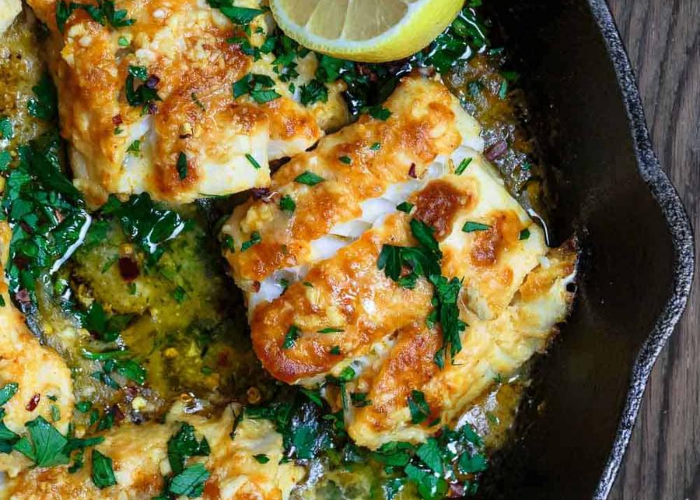 Greek Style Baked Cod with Lemon and Garlic