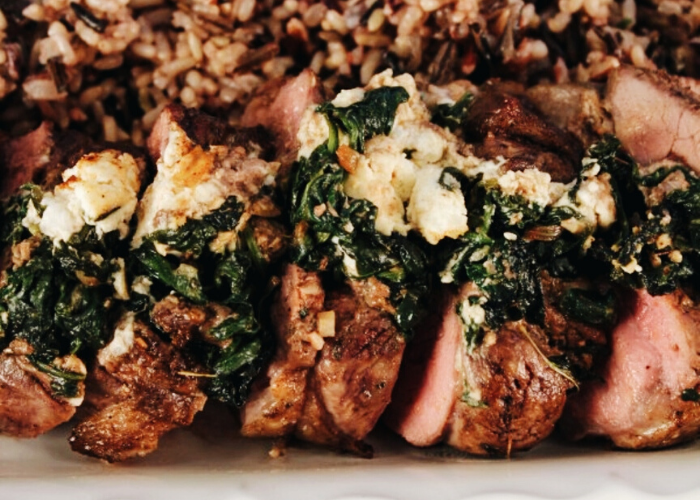 Boneless Leg of Lamb Stuffed with Goat Cheese & Spinach