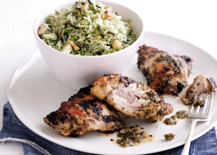 Vietnamese Herby Chicken with Nutty Green Rice Salad