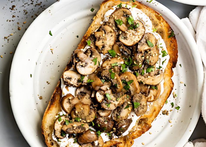 Braised Mushrooms on Sourdough Toast