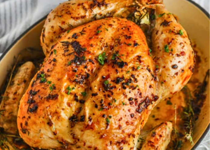 Festive Chicken Roast with Garlic Butter and Herbs