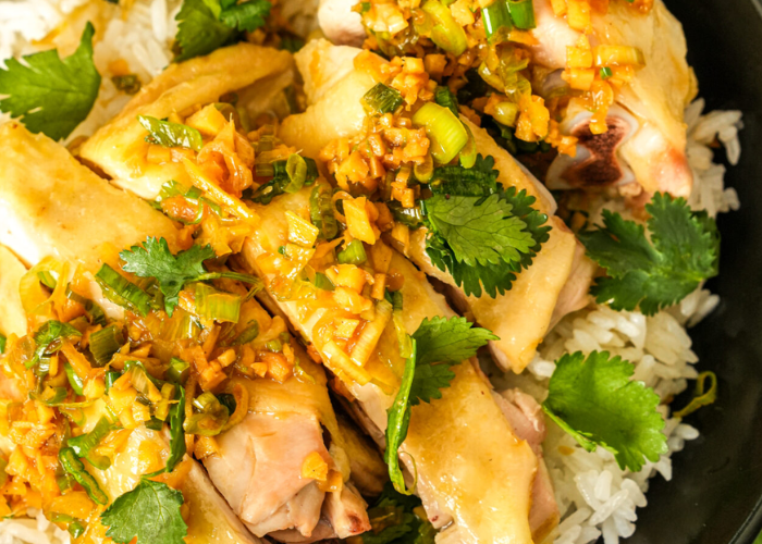 Poached Ginger Chicken with Scallion Sauce