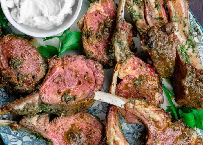 Roast Rack Of Lamb With Garlic and Herb