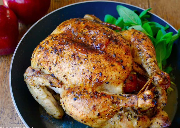 Festive Chicken Roast Stuffed with Sausage and Apple