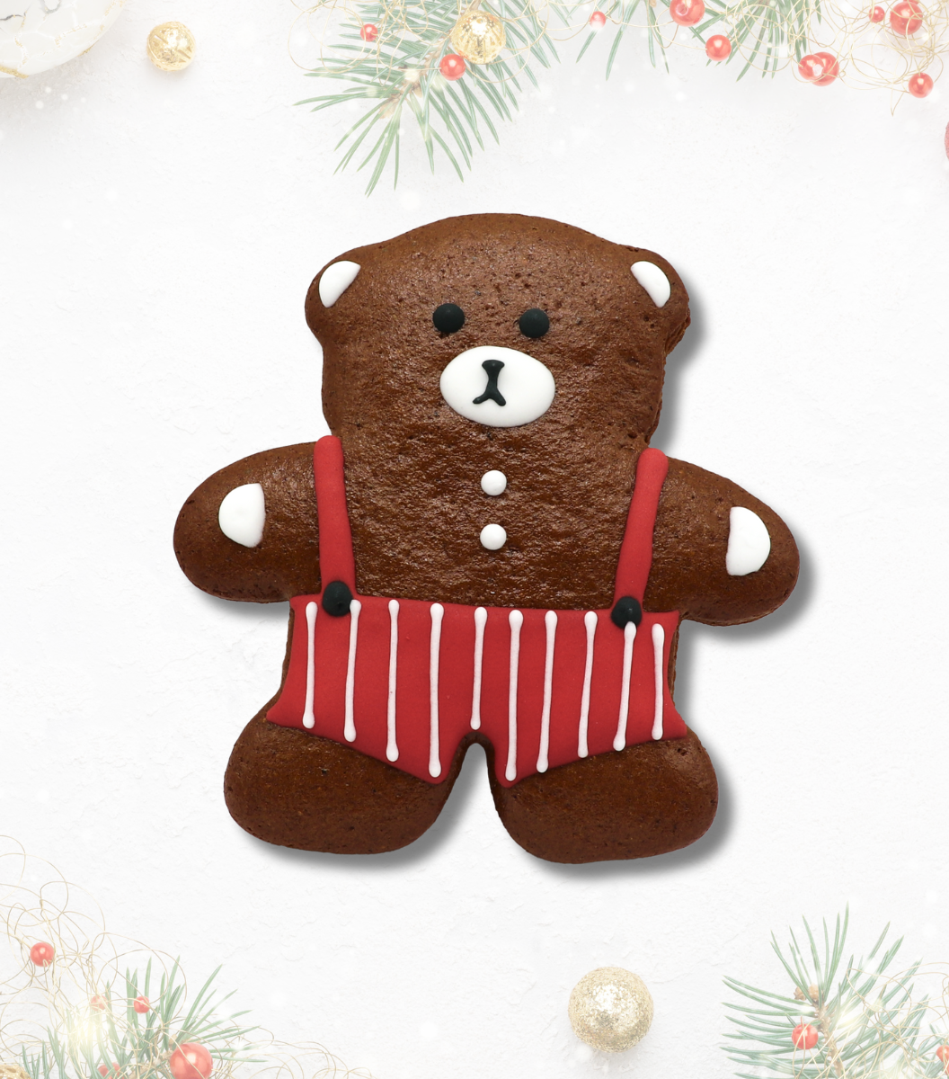 Christmas Gingerbread Bear in Overalls