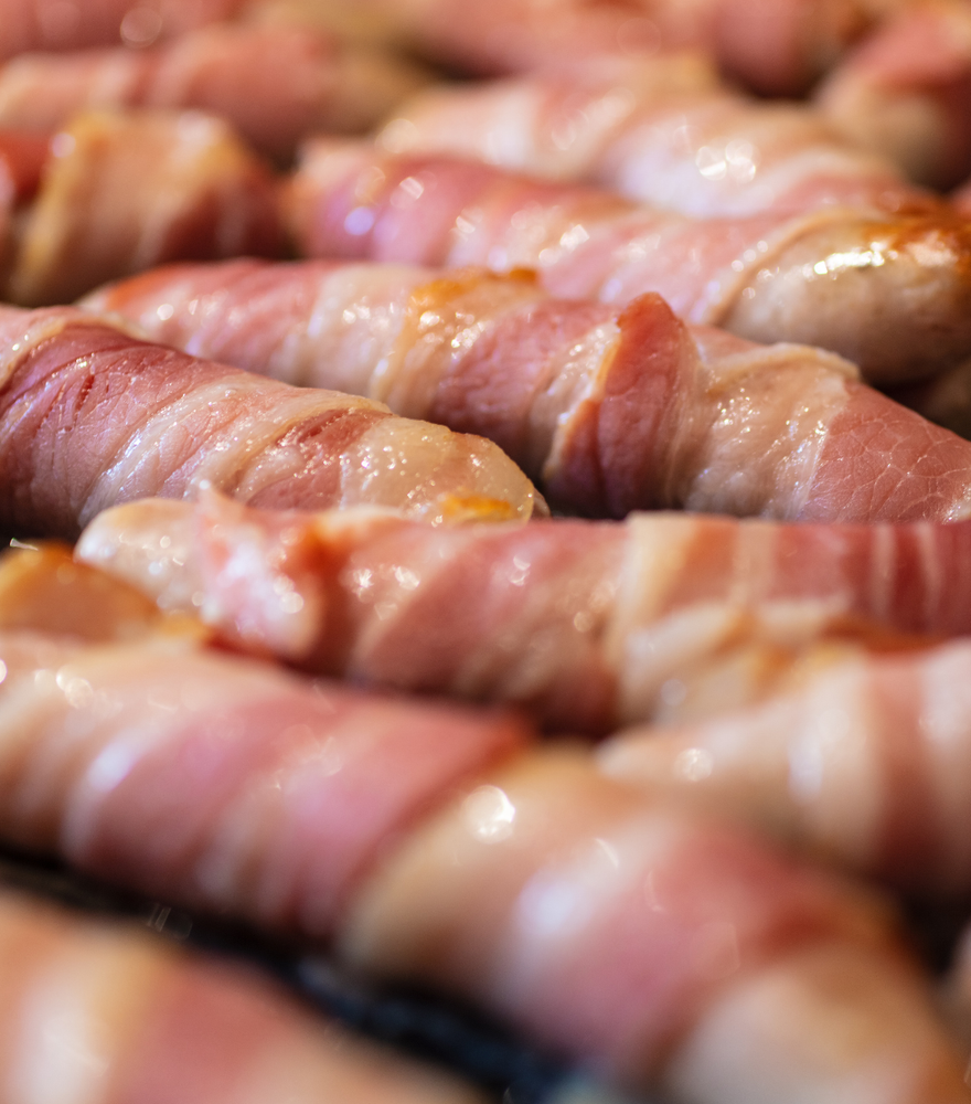 
                  
                    English Pork Chipolatas Wrapped in Streaky Bacon
                  
                