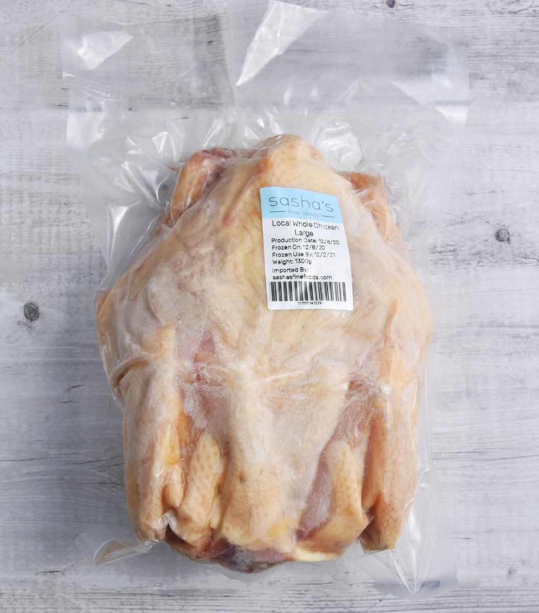 A pack of fresh organic local whole chicken