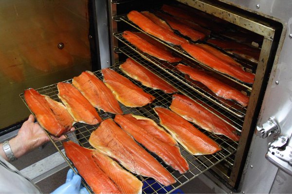 
                  
                    Beautiful fresh grilled hot smoked salmon out from over
                  
                
