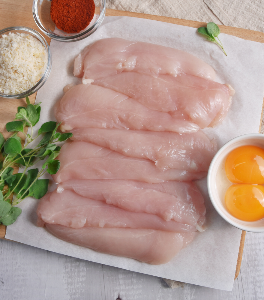 
                  
                    Perfect cut Fox River Australian Free-Range Chicken Tenderloin with eggs and spices by side
                  
                