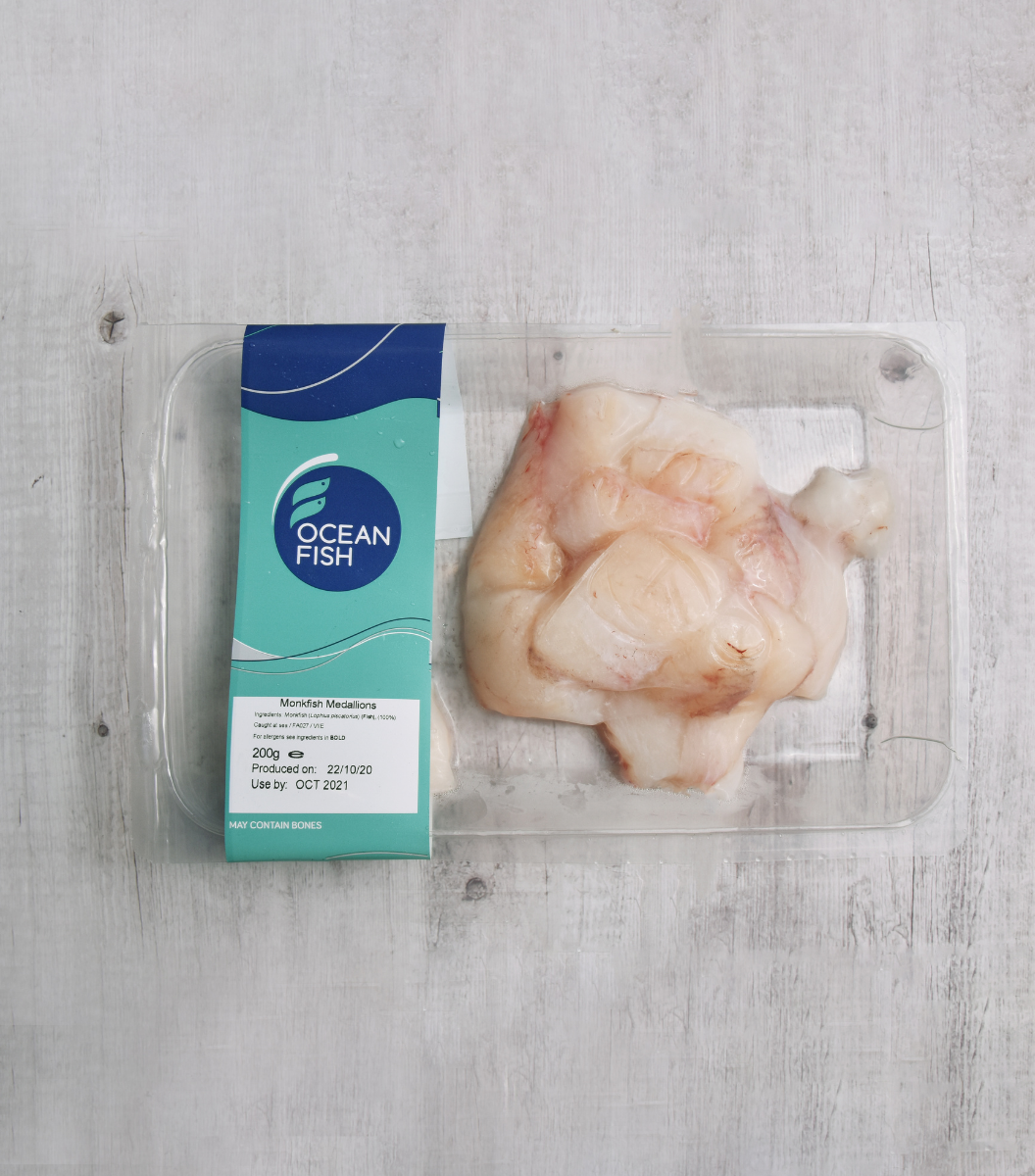 Frozen pack of Monkfish Medallions 200g | Sasha's Fine Foods Online Grocery Store Singapore