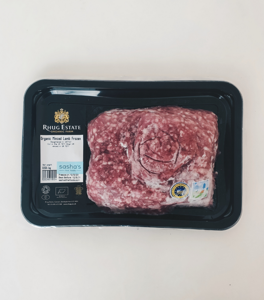 
                  
                    A pack of frozen Rhug Estate Organic Welsh Lamb Mince - 500g buy from Sasha's online grocer store in Singapore
                  
                