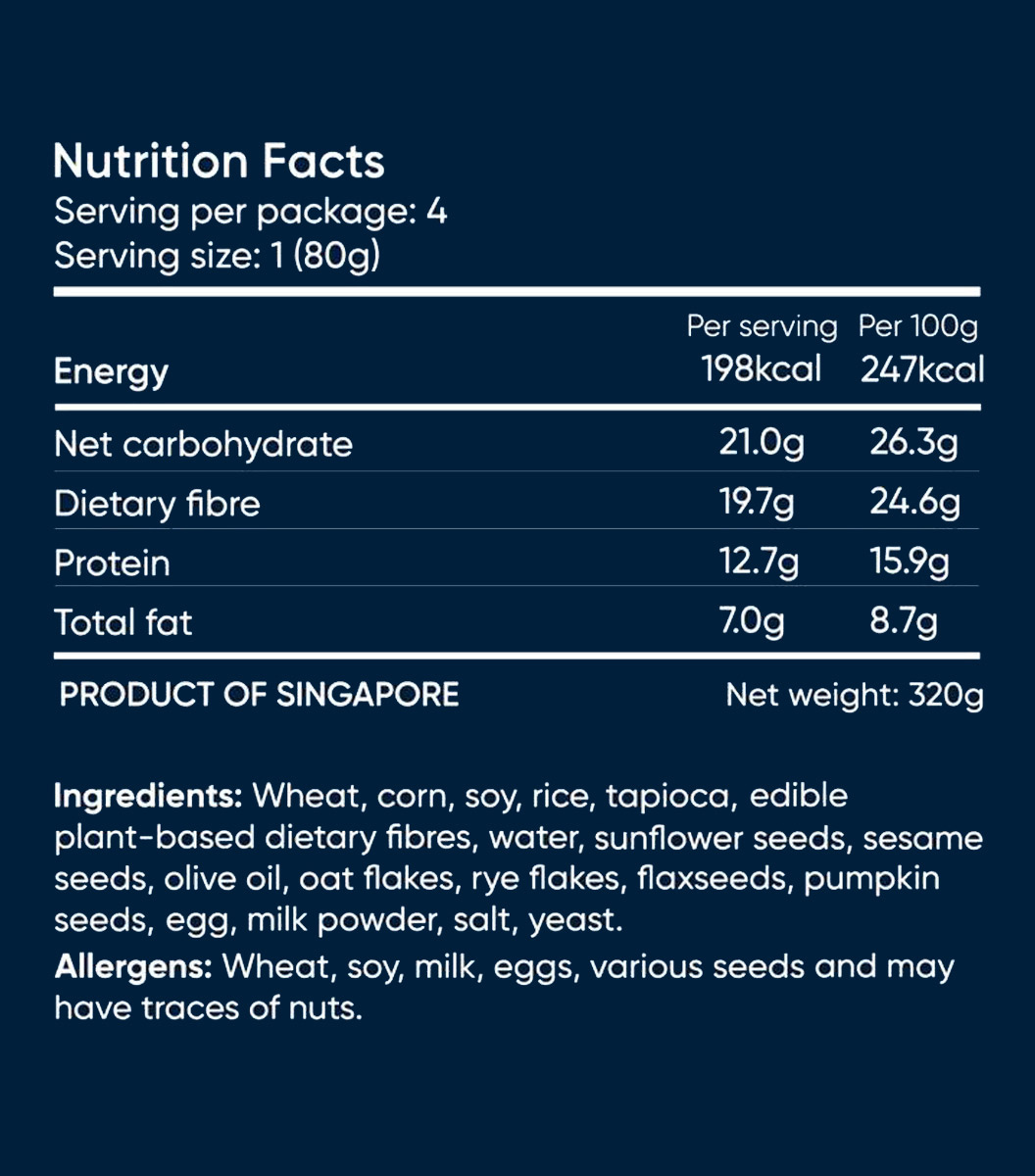 All natural ingredients listed for UPGRAIN® multigrain buns - 320g